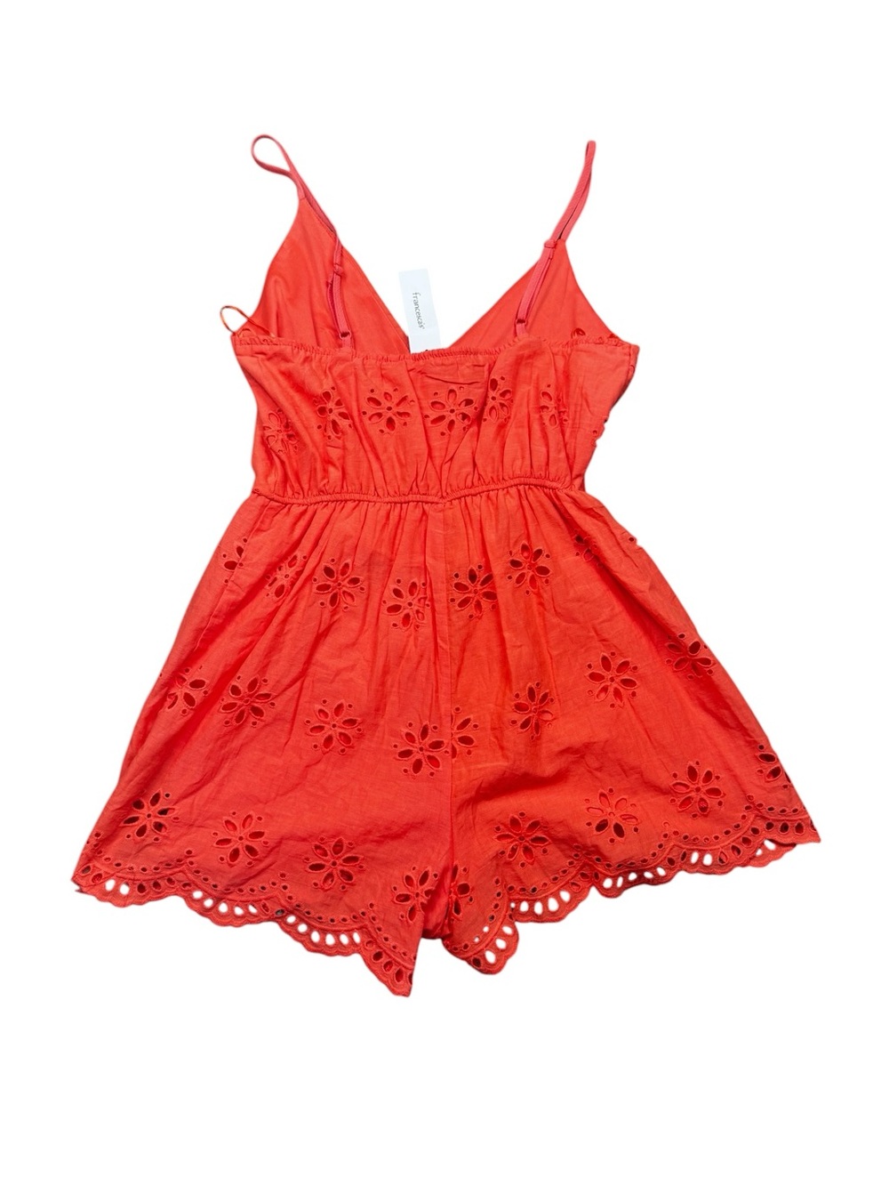 NWT Blue Rain Coral Eyelet Scalloped Tank Shorts Romper Size Small Francesca’s - Picture 6 of 8